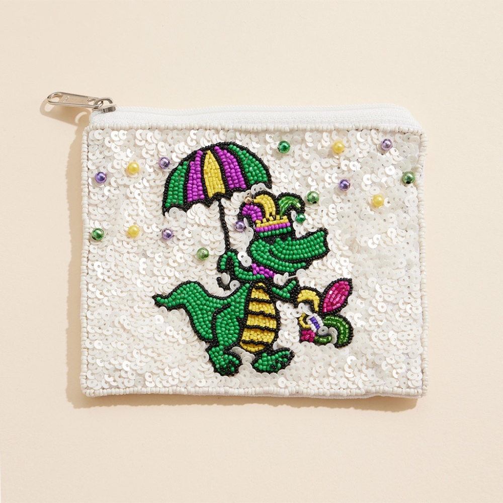 Mardi Gras Alligator Mini Pouch Bag
